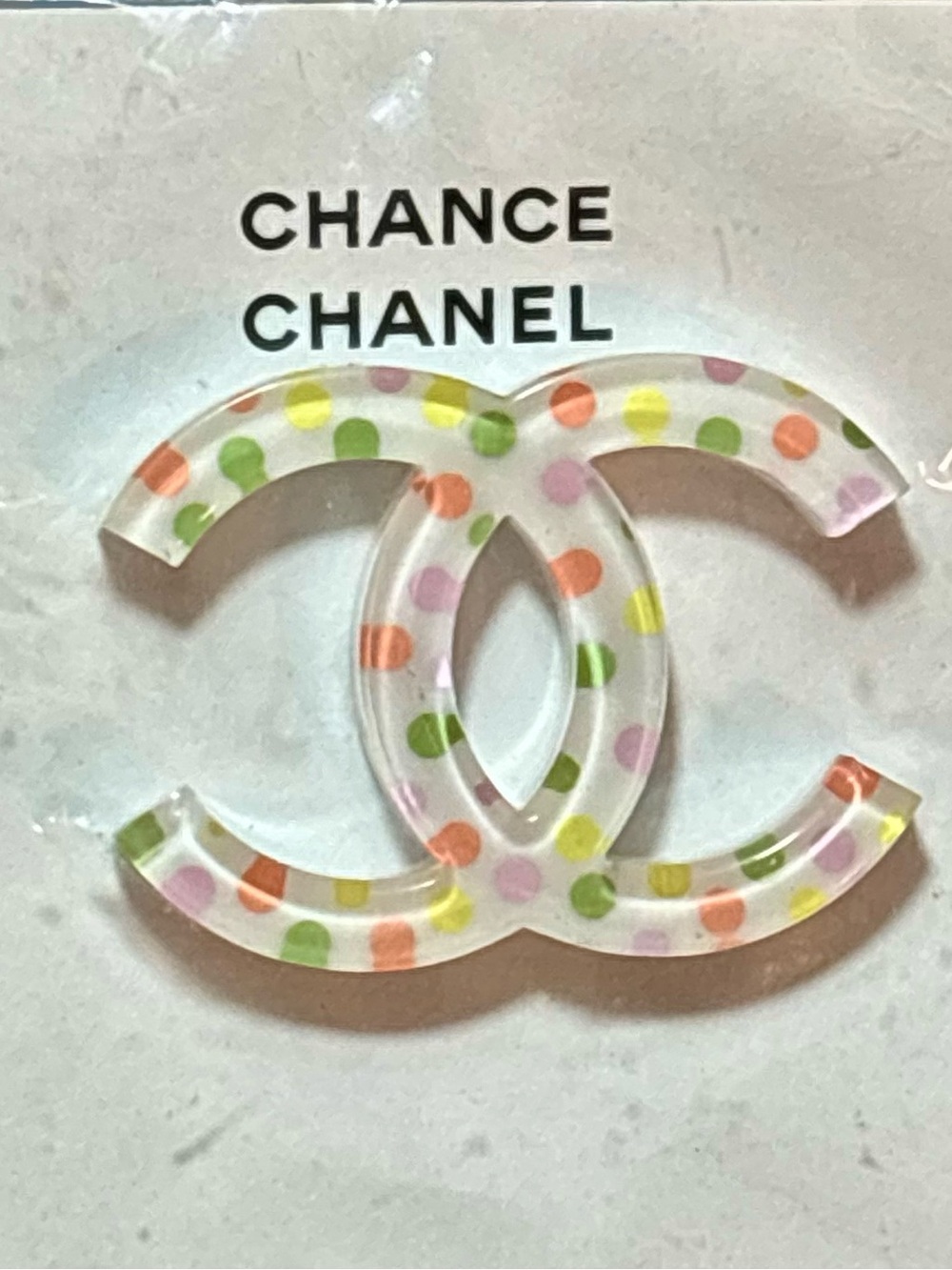 CHANEL Chance Clear Acrylic Magnetic Brooch